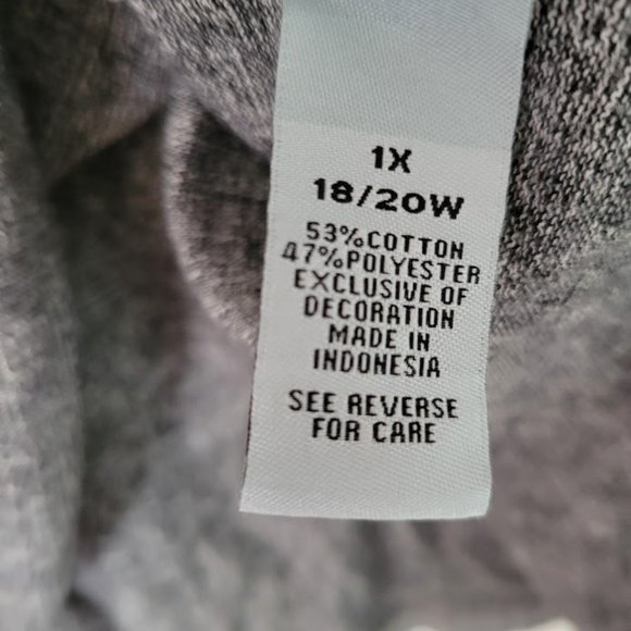 Catherines gray marl long S/S tunic with sequin snowflake 1X - Picture 4 of 6